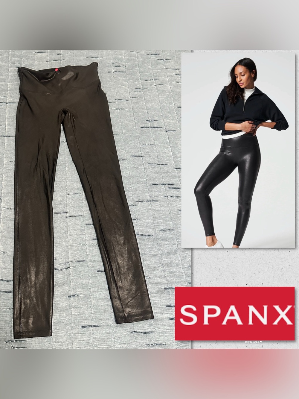Spanx Faux Leather High-Waist Leggings in Black